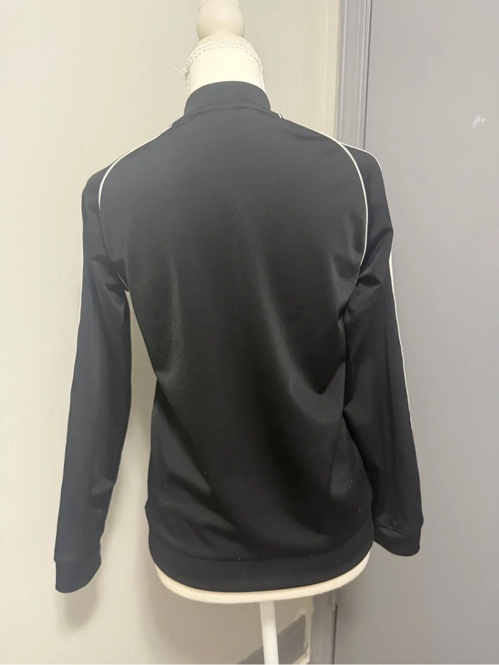 adidas Black Track Jacket with White Piping
